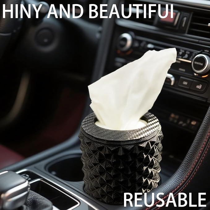 Car Cup Holder Tissue Box Holder – Auto Interior Accessories for Men & Women，Car Accessories Organizer with Premium Tissues with 1 Pack Tissues, Universal Fit for Most Vehicles (Silver) - Image 3