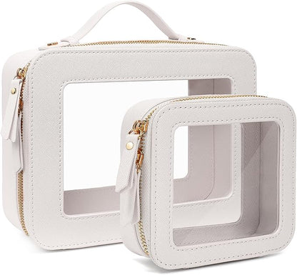 Travel Clear Makeup Bag Set, TSA Approved Cosmetic Bag Case with Zipper Portable Makeup Pouch Toiletry Bag Traveling Cosmetic Organizer Storage Bag Car Organizer Car Essentials by FFpaw