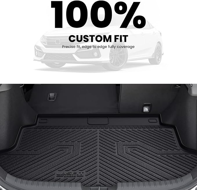 LASFIT All Weather Cargo Mats for Honda Civic 2017-2021 - Hatchback | Full Surround TPE Mats, Tall Walls, 3D Custom Fit, Non-Slip, Easy Clean, Tool-Free Install, Vehicle-Specific Accessories - Image 4
