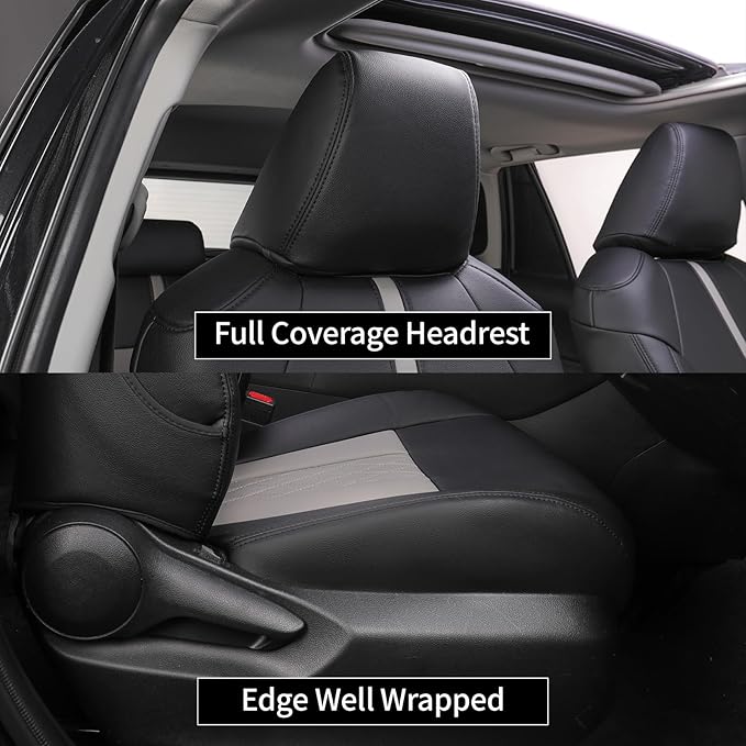 EKR Corolla Seat Covers Custom Fit for Toyota Corolla 2020 2021 2022 2023 2024 2025 2026 SE &2023-2025 XSE &2025 FX,Leather Car Seat Covers Full Set-Faux Leather(Black+Light Gray) - Image 6