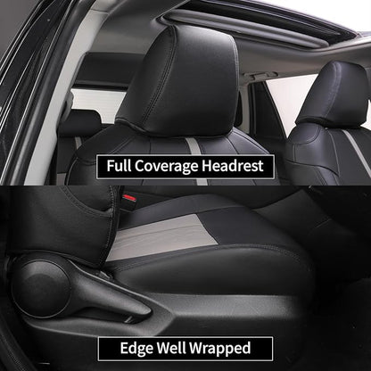 EKR Corolla Seat Covers Custom Fit for Toyota Corolla 2020 2021 2022 2023 2024 2025 2026 SE &2023-2025 XSE &2025 FX,Leather Car Seat Covers Full Set-Faux Leather(Black+Light Gray) - Image 6