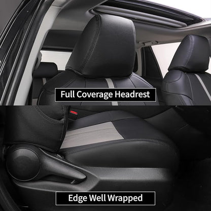 EKR Civic Seat Covers Custom Fit for Honda Civic (Sedan) 2016 2017 2018 2019 2020 2021 LX(Rear One Piece No Armrest),Waterproof Leather Car Seat Cover Full Set,Faux Leather(A84-Black+Light Gray) - Image 6