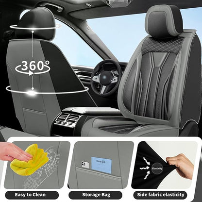 Fit Maxima Car Seat Covers Premium Leather for Nissan Maxima 2011-2025 2026. Waterproof， Breathable, Scratch-Resistant & All-Weather Seat Cushion Protector（Full Set,Gray&Black - Image 4