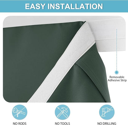 RYB HOME Blackout Door Curtain for Patio Front Tricia French Door Window | Thermal Insulated, Self Adhesive, Privacy, For Patio Kitchen Front Entry Front Back Door Glass Window, W30 x L69, 1 Panel - Image 2