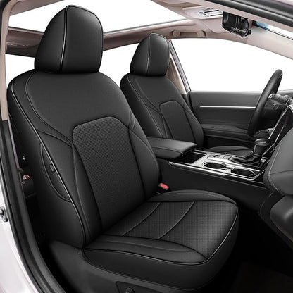 Custom Fit Seat Covers for Toyota Camry 2024-2025 LE SE Full Set | Black Full Set, Premium Faux Leather, Waterproof, Airbag Compatible, Easy to Clean, Factory-Style Fit, Interior upgrades by AOMSAZTO