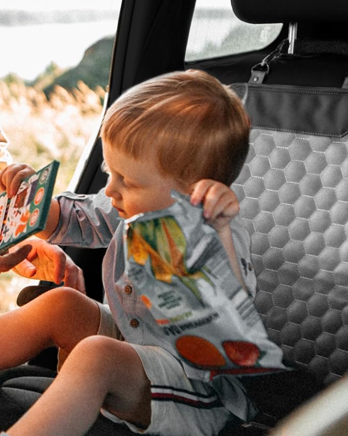Set Seat Back Organizer & Car Seat Protector Hexy Waterproof & Non-Slip Protector for Child Car Cushion for Leather and Fabric Seats (Gray) - Image 9