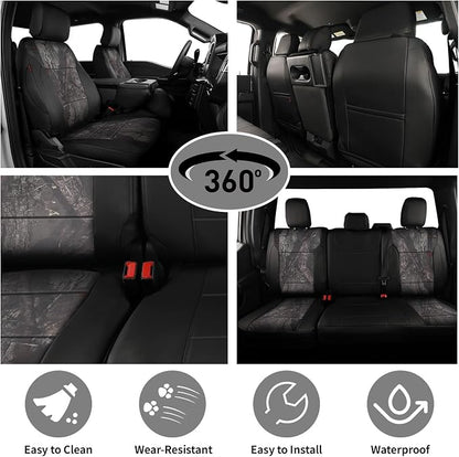 EKR F150 Seat Covers Custom Fit for (RegularCab) 2021-2026 Ford F-150 XL/XLT & 2023-2026 F250/F350/F450 SuperDuty XL/XLT,(First Row Only),Faux Leather(Black/Woodland Camo) - Image 2