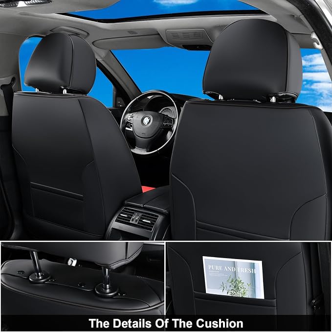 Coverado Seat Covers, Car Seat Covers Front Seats, Car Seat Cover, Car Seat Protector Waterproof, Car Seat Cushion Leather, BlackRed Seat Covers Carseat Cover Universal Fit for Most Cars - Image 2