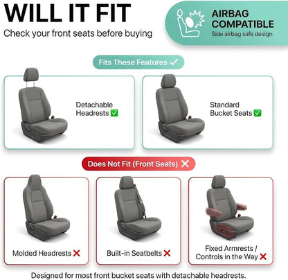 FH Group Automotive Car Seat Covers Full Set Premium 3D Air Mesh Front Seat Covers, Airbag Compatible & Split Bench Cover Universal Fit Interior Accessories for Cars Trucks and SUVs - Blue - Image 2