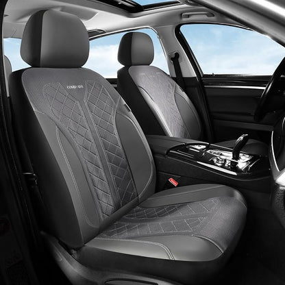 Coverado Car Seat Covers 2-Pack, Luxury Front Seat Covers, Automotive Car Seat Protectors, Gray Driver Seat Covers Universal Fit for SUVs, Trucks, Sedans by COVERADOAUTO