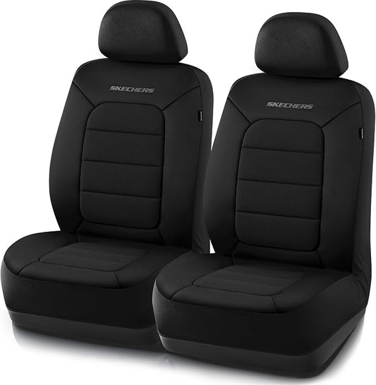 Skechers Memory Foam Car Seat Covers,Thick Cool Touch Fabric Seat Covers Front Seat Covers Airbag Compatible,Automotive Comfort Protection for Most Cars,Vans,Trucks,SUV,Black by Unknown