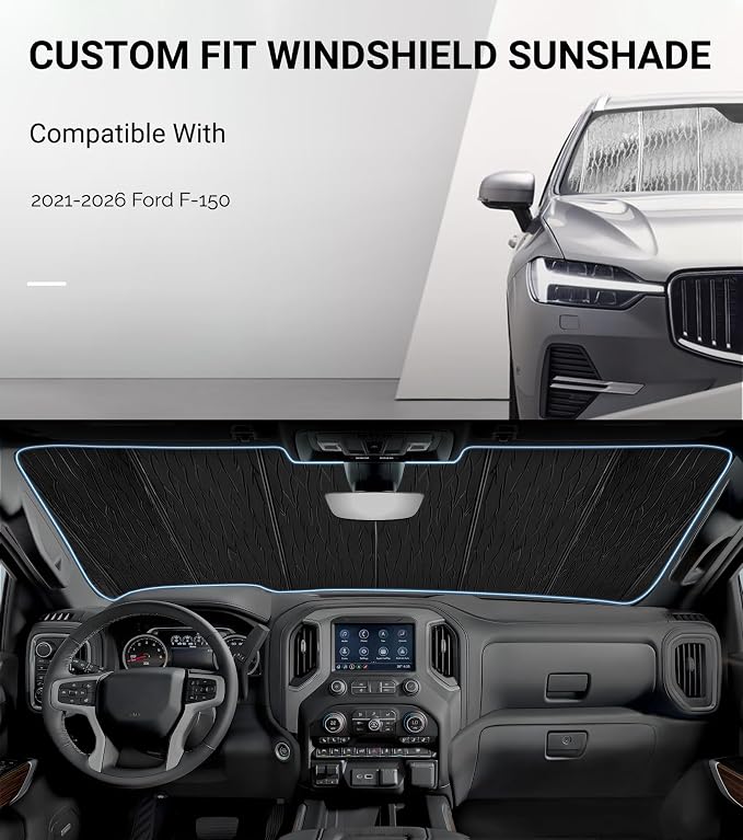Pigenius Windshield Sun Shade for Ford F-150 2021-2026 Front Window Sunshade - AstraGuard - Image 2