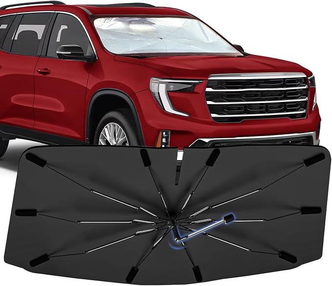 Windshield Sun Shade Umbrella for GMC Acadia 2024-2026 Front Window | Foldable Car Sunshade, Highly Reflective Auto Sun Shield Visor for UV Protection, Keep Car Cool Accessories by Bocvam