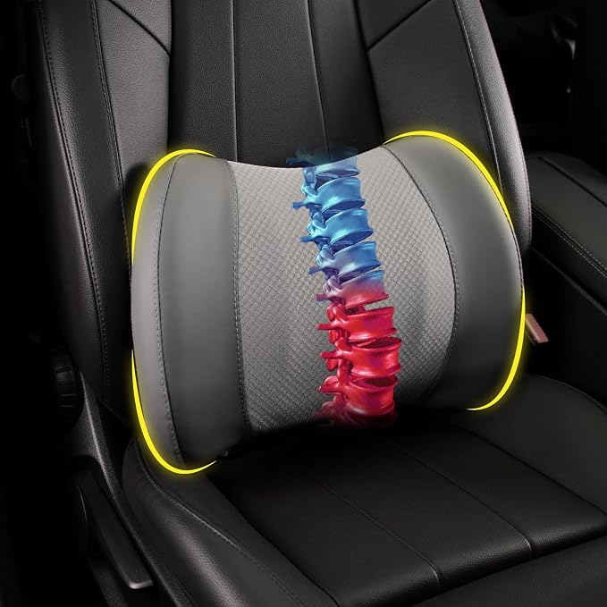 Lofty Aim Lumbar Support Pillow for Car, Car Seat Back Support for Driving | Memory Foam Car Lumbar Support for Driving Seat, Car Back Cushion, Adjustable Straps, Lower Back Pillow, Dark Grey by LoftyAim