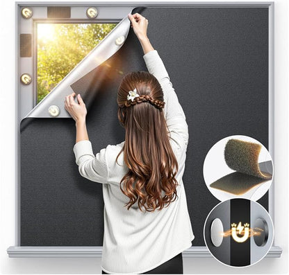 Magnetic Blackout Window Cover Portable 100% Blackout Curtains for Bedroom | 40" x 58" Blackout Blinds no Drill Temporary Blackout Shades Window Film for Media Room Travel Skylight RV- Black by Unknown