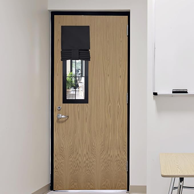 RYB HOME Blackout Shades for Classroom Window & Door Cover, W8 x L36, Black | Emergency Lockdown Shade for School Door Window, Room Darkening Design, Block Views, Office Door Curtain, 1 Panel by RYBHOME