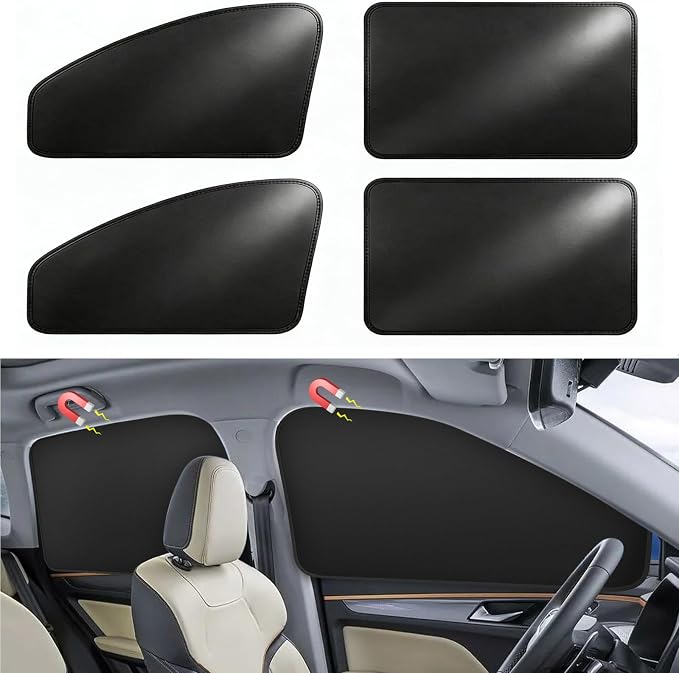 Window Sun Shade Car Curtains - Side Suede Sun Shades Magnetic 100% Block Light Car Window Covers with Cooler Feeling (Thicken Suede, 4pcs) - Image 9
