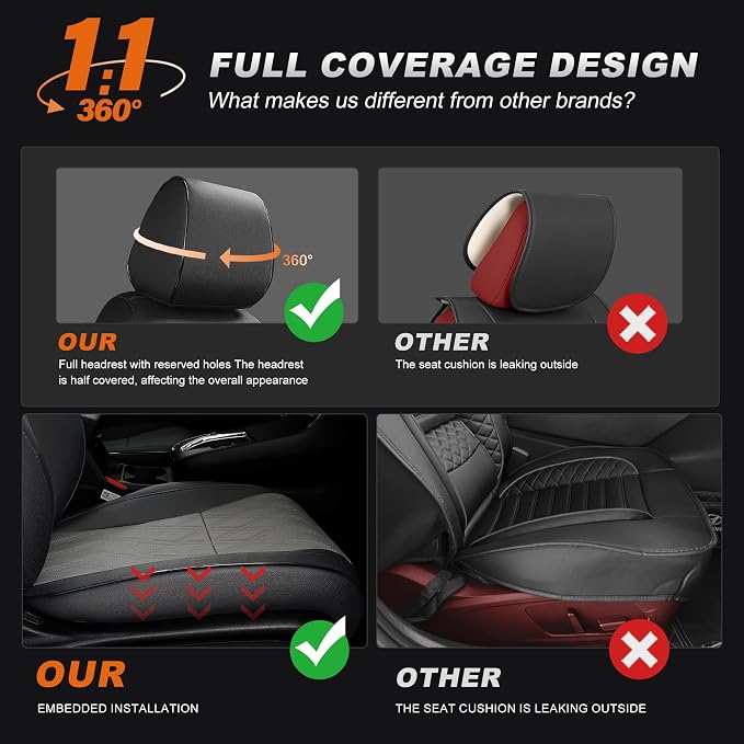 Custom Fit Seat Covers for Honda CRV: 2023 2024 2025 2026 | Full Set Faux Leather Car Seat Cover Waterproof Airbag Compatible (5 Seats,Black&Grey) - Image 4