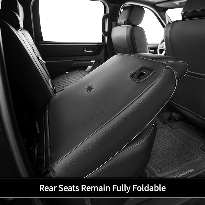 EKR Ram 1500 Seat Covers Custom Fit for (Quad Cab) RAM 1500 Big Horn/Long Star 2019 2020 2021 2022 2023 2024 2025,Waterproof Black Car Seat Cover for Trucks Full Set-Faux Leather(Black/Gray) - Image 8
