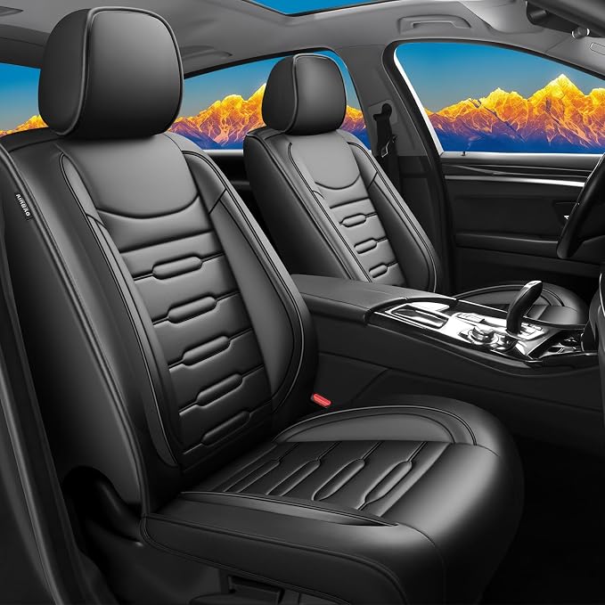 Fit Ariya Car Seat Covers for Nissan Ariya 2023 2024 2025 2026-Upgraded Premium Waterproof & Breathable Leather,Airbag Compatible,All-Weather Seat Cushion Protector (2 Front/Black) by Unknown