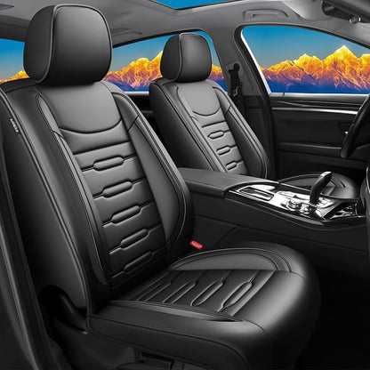 Fit Ariya Car Seat Covers for Nissan Ariya 2023 2024 2025 2026-Upgraded Premium Waterproof & Breathable Leather,Airbag Compatible,All-Weather Seat Cushion Protector (2 Front/Black) by Unknown