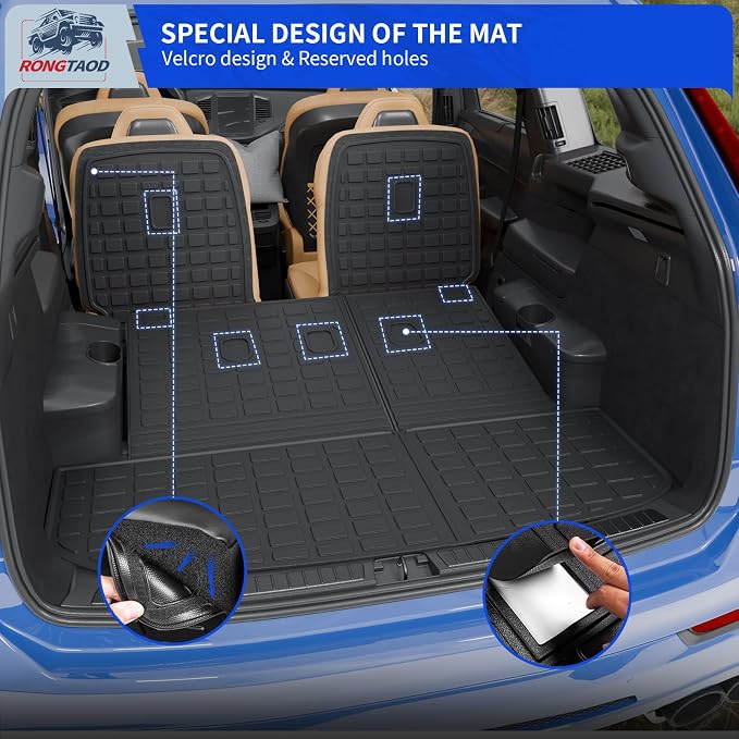 Rongtaod Floor Mats Set for 2020-2025 Hyundai Palisade 7 Seats | Cargo Mat Cargo Liner Trunk Mat 2nd&3rd Row Kick Mat TPE All Weather 2024 Palisade Accessories - Image 7