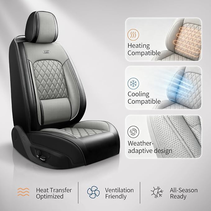 for Subaru Crosstrek 2016-2026 Car Seat Covers, Full Set, Gray | Luxury Full Coverage Leather Seat Protectors, Waterproof Breathable, Non-Slip, Easy to Install, Airbag Compatible, All-Season - Image 9
