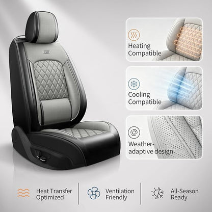 for Subaru Legacy 2008-2026 Car Seat Covers, Full Set, Gray | Luxury Full Coverage Leather Seat Protectors, Waterproof Breathable, Non-Slip, Easy to Install, Airbag Compatible, All-Season - Image 9