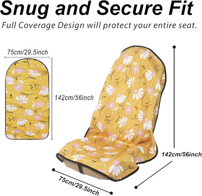Sweat Towel Car Seat Cover Protector Front Seats for Gym Workout, Running, Swimming, Beach and Hiking, Waterproof Universal Seat Cover for Car, Trucks, Van & SUV (2, Chamomile, Front) - Image 2