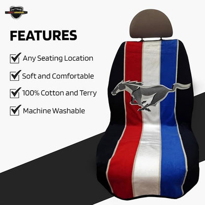 Seat Armour Seat Protector Towel for Mustang Pony Tribar – Soft Machine Washable Car Seat Cover Towel – Easy to Install, Multipurpose Car Seat Towel - Image 3