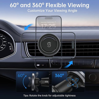 SYNCWIRE Mobile Phone Holder Car for MagSafe Car Holder Universal Magnetic Mobile Phone Holder Car Ventilation Car Mobile Phone Holder for iPhone 17 16 15 14 13 12 Pro Max Magsafe Case Smartphone | 360° Rotation, Super Strong Magnets, Car Vent Phone Mo... - Image 3