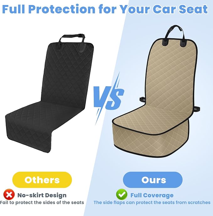 ELONGRIVER Dog Car Seat Covers, Waterproof Front Seat Cover | Scratch-Proof, Nonslip Pet Passenger Seat Cover Protector, Universal Fit for Cars Trucks SUVs, Large Size 1 Pack, Khaki - Image 5