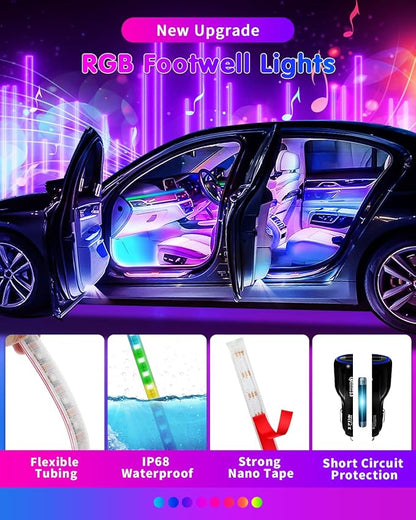 DUOFU365 Car Led Light Interior, RGB Dreamcolor Inside Light Music Sync | Under Dash Footwell automotive Strip Light, 12V Acrylic Strip Light for Vehicle, Truck,Jeep, SUV with Car Charger(1set) - Image 2