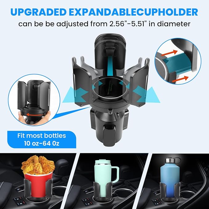 Octomo Car Cup Holder Expander, Hold 2.9" to 5.5" Large Bottles - Image 3