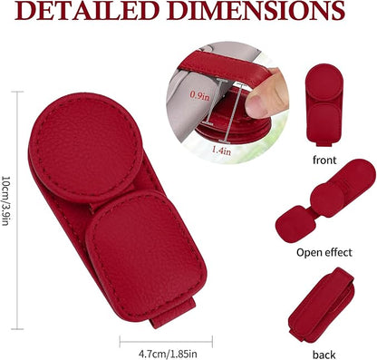 KIWEN Sunglasses Holder for Car Visor, Magnetic Leather Sunglass Eyeglass Hanger Clip for Car Sun Visor Accessories (1, Red) - Image 6