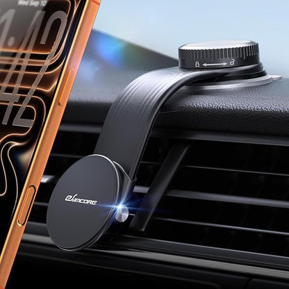 Magsafe Car Mount, Bendable Alloy Arm Magnetic Phone Holders for Your Car | 8” long, Dashboard, Windshield, Vacuum Suction Cup, 22 N55 Magnets, 2.75” Mount Pad, Fits iPhone 17 16 15 14 13 12 Pro Max by eSamcore