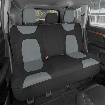 Motor Trend AquaShield Waterproof Gray Rear Split Bench Seat Covers for Trucks Rear Seat Cover Only - Black Car Seat Covers, Back Seat Cover Only - Durable Neoprene Spill Resistant for Kids & Dogs by MotorTrend