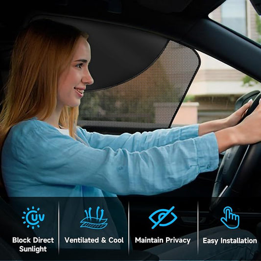 2 PCS Car Window Shades, Magnetic Double Layer Car Side Window Sun Shades with Full Shade/Half Shade, Front Window Covers for Driver,Car Accessories - Image 2