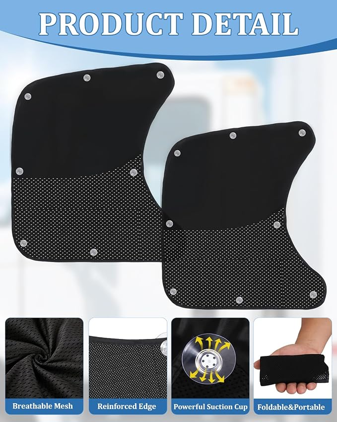 2Pcs Semi Truck Side Window Sun Shades,Upgraded 21×23" UV Protection Sunblock Side Window Shade with Suction Cup,Semi Truck Accessories for Kenworth,Volvo VNL,RV,Freightliner,International Trucks - Image 3