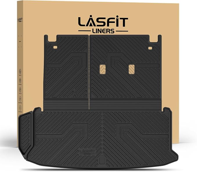 LASFIT Cargo Mat for Toyota Grand Highlander 2024-2026 with Backrest Mat | Not for Highlander, Fits Gas& Hybrid Models, Fits 7 & 8 Seats, Rear Cargo Area, All Weather TPE, Easy to Wash by LASFIT