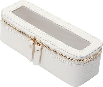 Aveniee Clear Makeup Brush Bag,Slim Cosmetic Brush Holder,Small Toiletry Bag Mini Travel Case for Women,Thin Make up Bags with Dual Zipper,Cute Travel Essentials Organizer,White by Aveniee