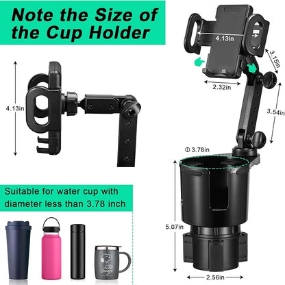 This Hill Car Cup Holder Expander Adjustable Base with Phone Mount 360° Rotation Cup Holder Cell Phone Holder for Car Compatible with iPhone All Smartphones - Image 3