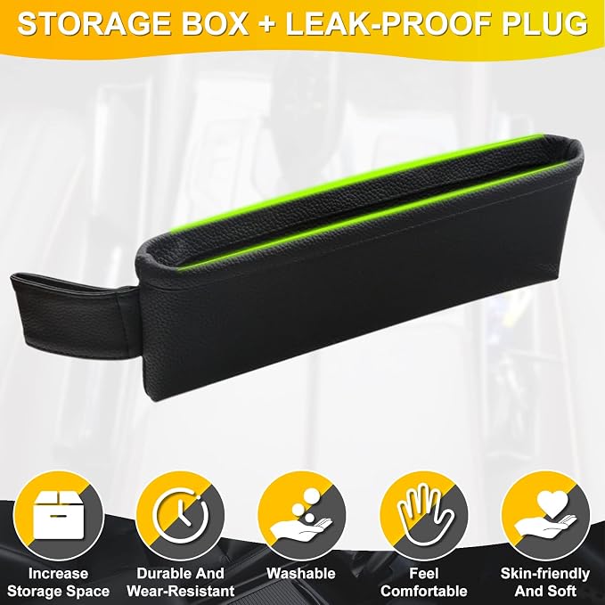 2 Pack Update Car Seat Gap Filler Organizer Leather Console Storage Box Front Side Pocket Seats Organizers Filler Interior Car Accessories for Phone Wallet Coin Key Sunglasses (Black) - Image 3