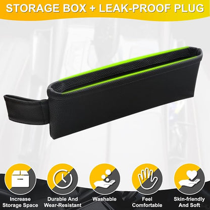 2 Pack Update Car Seat Gap Filler Organizer Leather Console Storage Box Front Side Pocket Seats Organizers Filler Interior Car Accessories for Phone Wallet Coin Key Sunglasses (Black) - Image 3