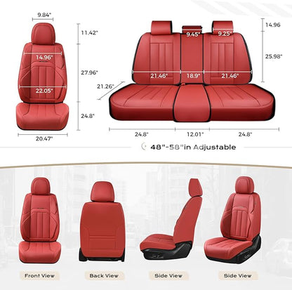 Coverado Car Seat Cover, Cover for Cars Full Seat, Premium Leather, Universal Fit Waterproof Seat Protectors, Car Seat Cushion Non-Slip for Most Cars-Red - Image 5