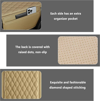 Stacool Upgraded Car Center Console Cover,Microfiber Leather Car Armrest Cover Cushion with 2 Storage Bags,Universal Car Armrest Storage Box (Beige) - Image 3