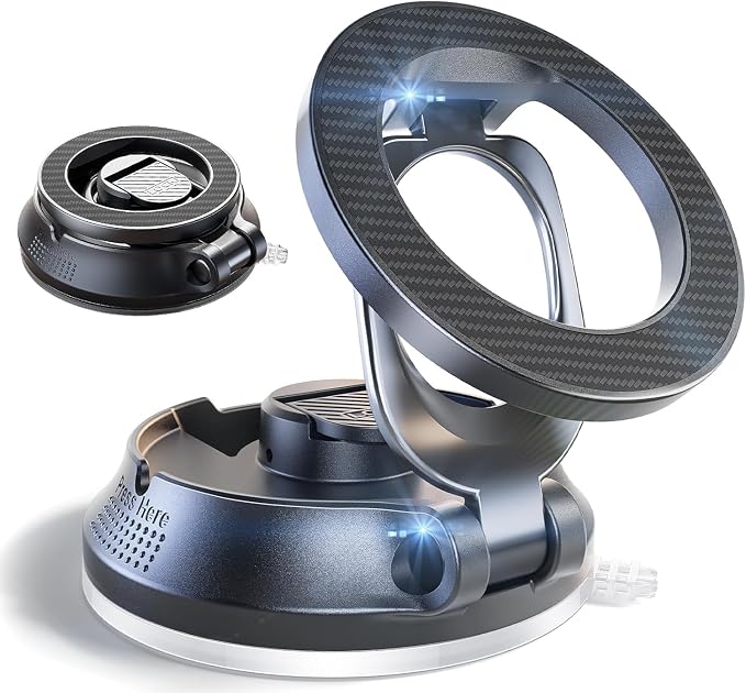 Magnetic Suction Cup Phone Holder for Magsafe, [88+LBS Ultra Grip & 2800gf Magnetic Power] 360° Adjustable Car Phone Mount, Cell Phone Holders for Your Car for iPhone 17 16 15 14 13 12 Series by SUPERONE