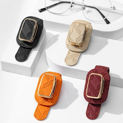 Leather Sunglass Holder for Car, Red | Car Sunglasses Holder Clip, Multi-Functional Card Ticket Organizer, Universal Fit, Car Visor Accessories, Driver Gift - Image 9