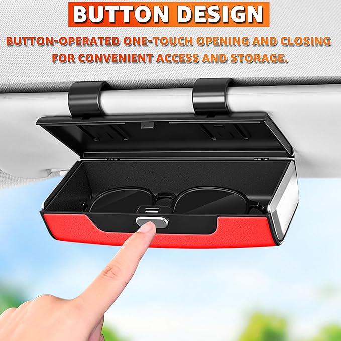 Car Sunglasses Holder for Sun Visor, Button Leather Eyeglass Hanger and Interior Storage Box - Image 4
