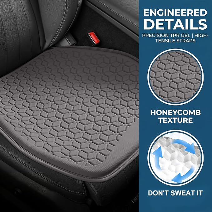 Gel Car Seat Cushion, Breathable Non-Slip Automotive Chair Mat Cover Protector for Driving, Comfortable Vehicle Interior Front Seat Chair Cushion Accessories, Universal Fit (Coffee) - Image 3